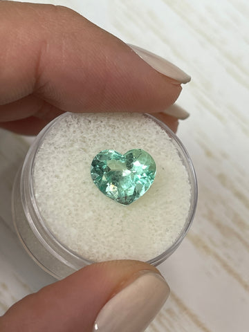 Heart-Shaped 2.88 Carat Colombian Emerald in Stunning Seafoam Green