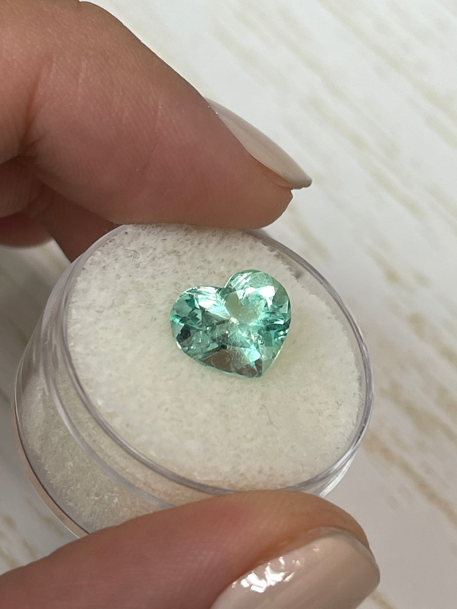 2.88 Carat Loose Colombian Emerald - Exquisite Seafoam Green Heart Shape