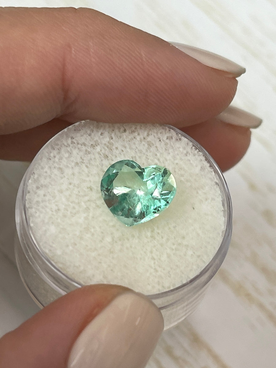 Gorgeous Seafoam Green Colombian Emerald - Heart-Cut, 2.88 Carats
