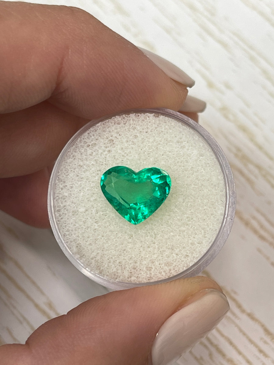 Heart Cut Colombian Emerald - 2.99 Carats of Gorgeous Green Hue