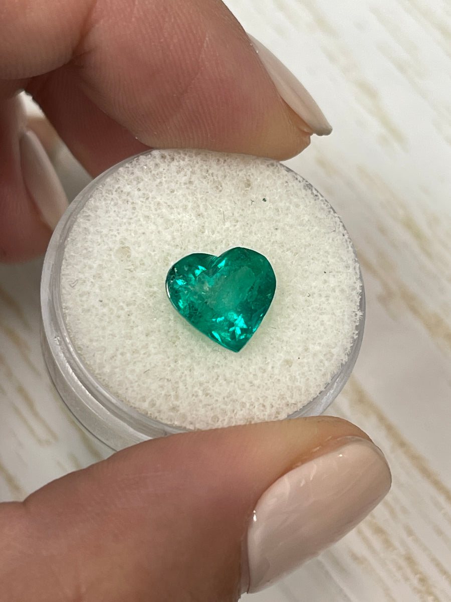 3.05 Carat Natural Colombian Emerald with Vivid Muzo Green Color - Heart Shape