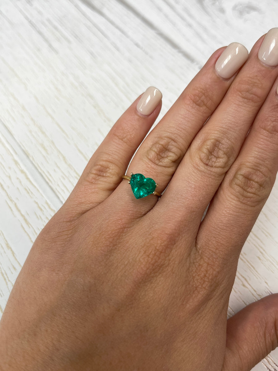 3.05 Carat Colombian Emerald in Heart Cut - Vibrant Muzo Green Shade