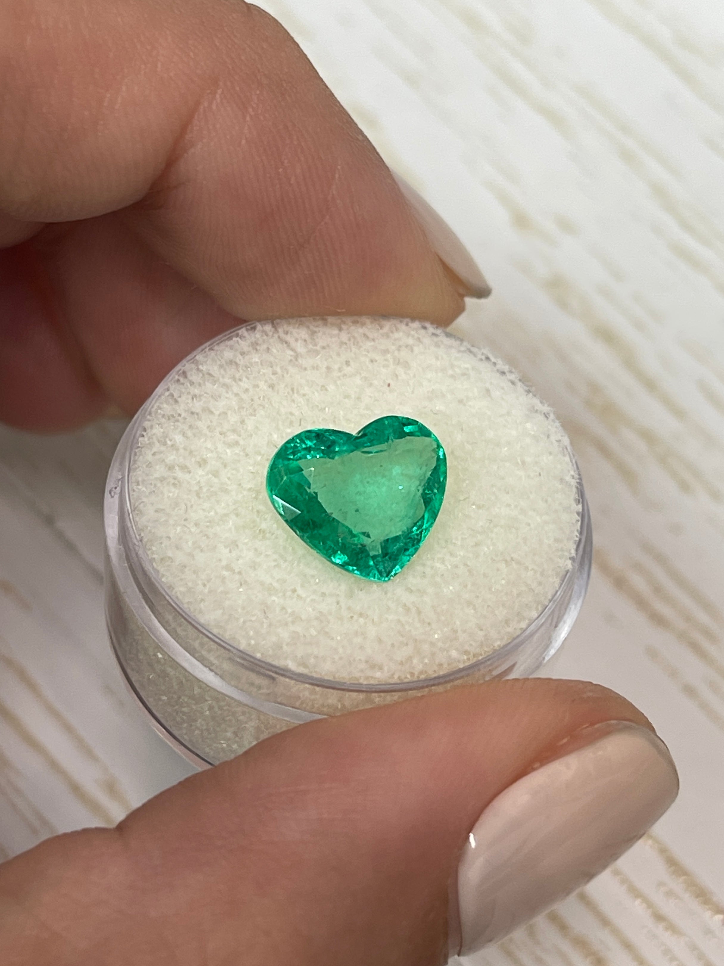 3.21 Carat Spring Green Natural Loose Colombian Emerald-Heart Cut - JR Colombian Emeralds