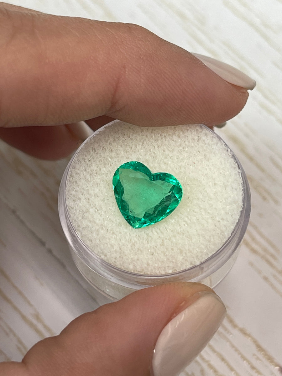 3.21 Carat Spring Green Natural Loose Colombian Emerald-Heart Cut