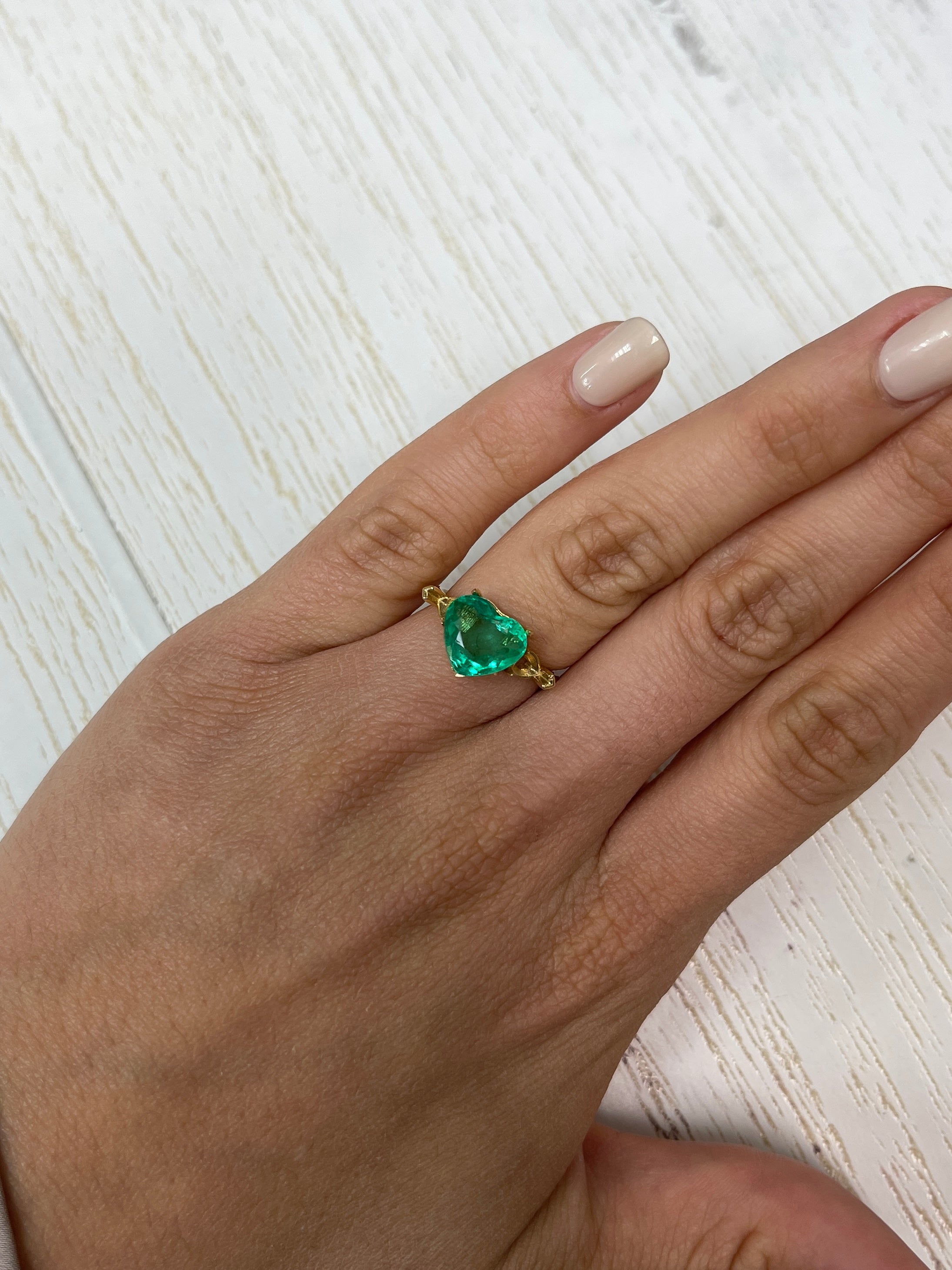 3.21 Carat Spring Green Natural Loose Colombian Emerald-Heart Cut - JR Colombian Emeralds