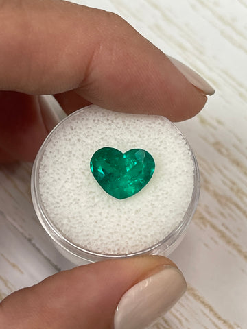 Certified 3.35 Carat Colombian Emerald - Heart Cut - Vivid Muzo Green