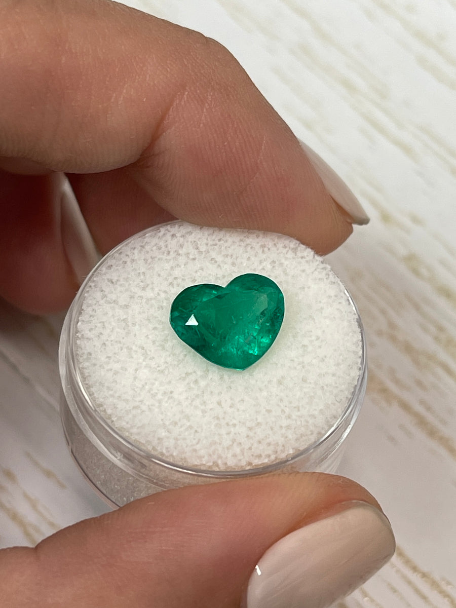 Vivid Muzo Green Colombian Emerald - 3.35 Carat - Heart Cut Certified Gem