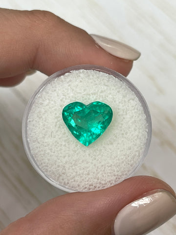 Vibrant 3.43 Carat Colombian Emerald - Heart Shaped Gemstone