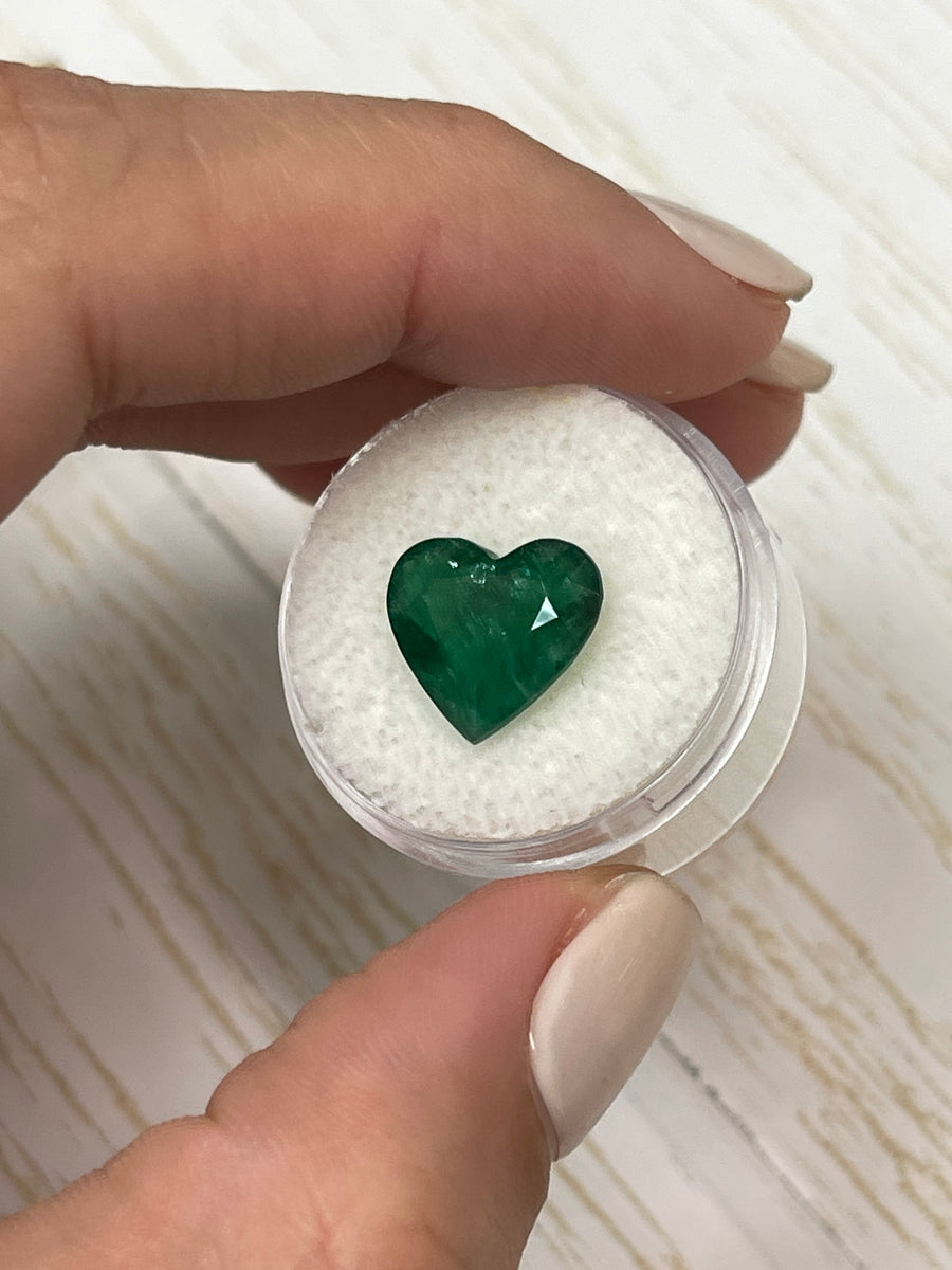Natural Loose Brazilian Emerald - 4.57 Carat Heart Cut