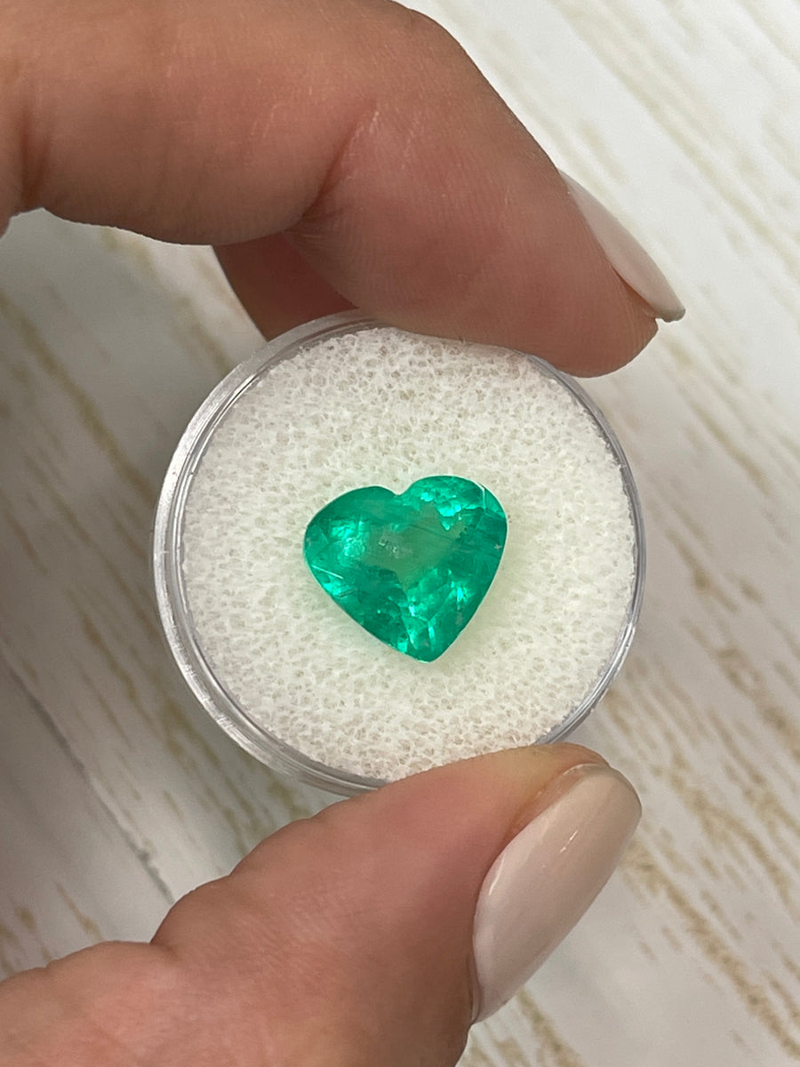 11x12mm Heart Cut Colombian Emerald - Stunning 5.16 Carat Green Gemstone