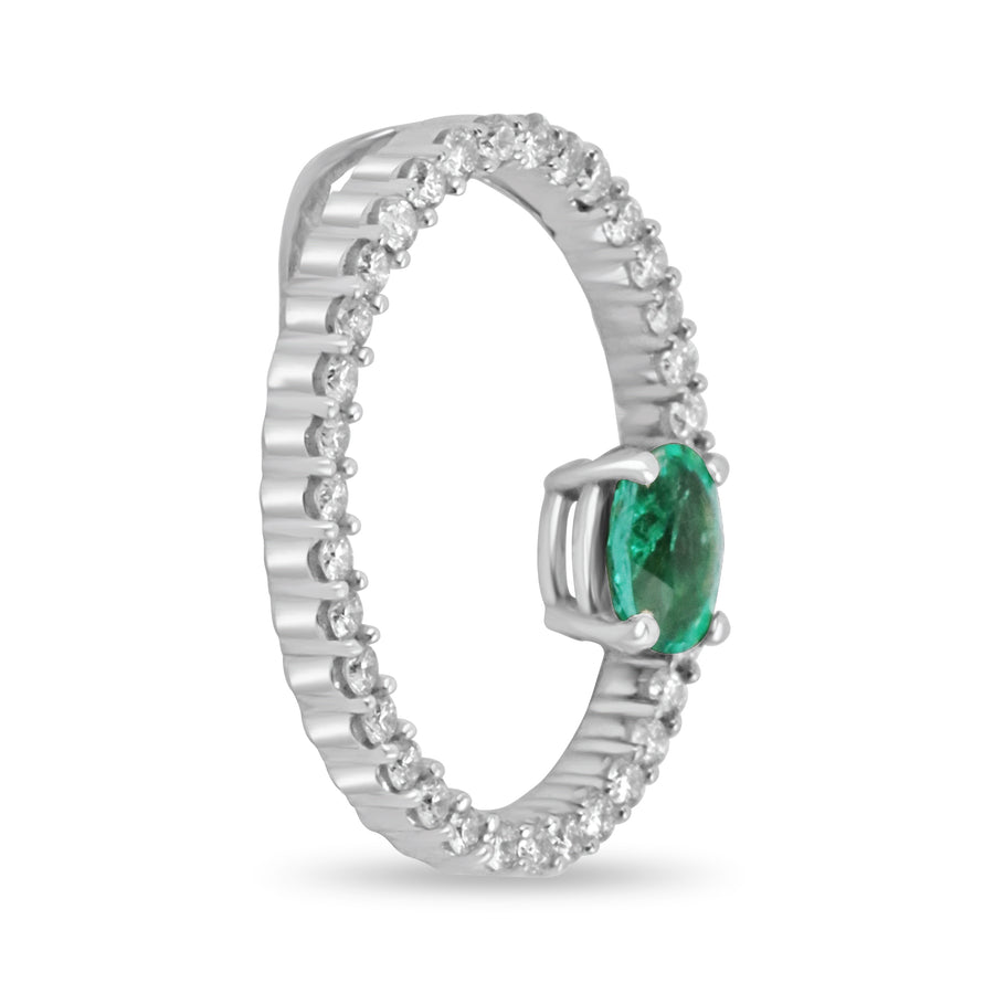 2.05tcw Floating Emerald & Diamond Oval Necklace 14K