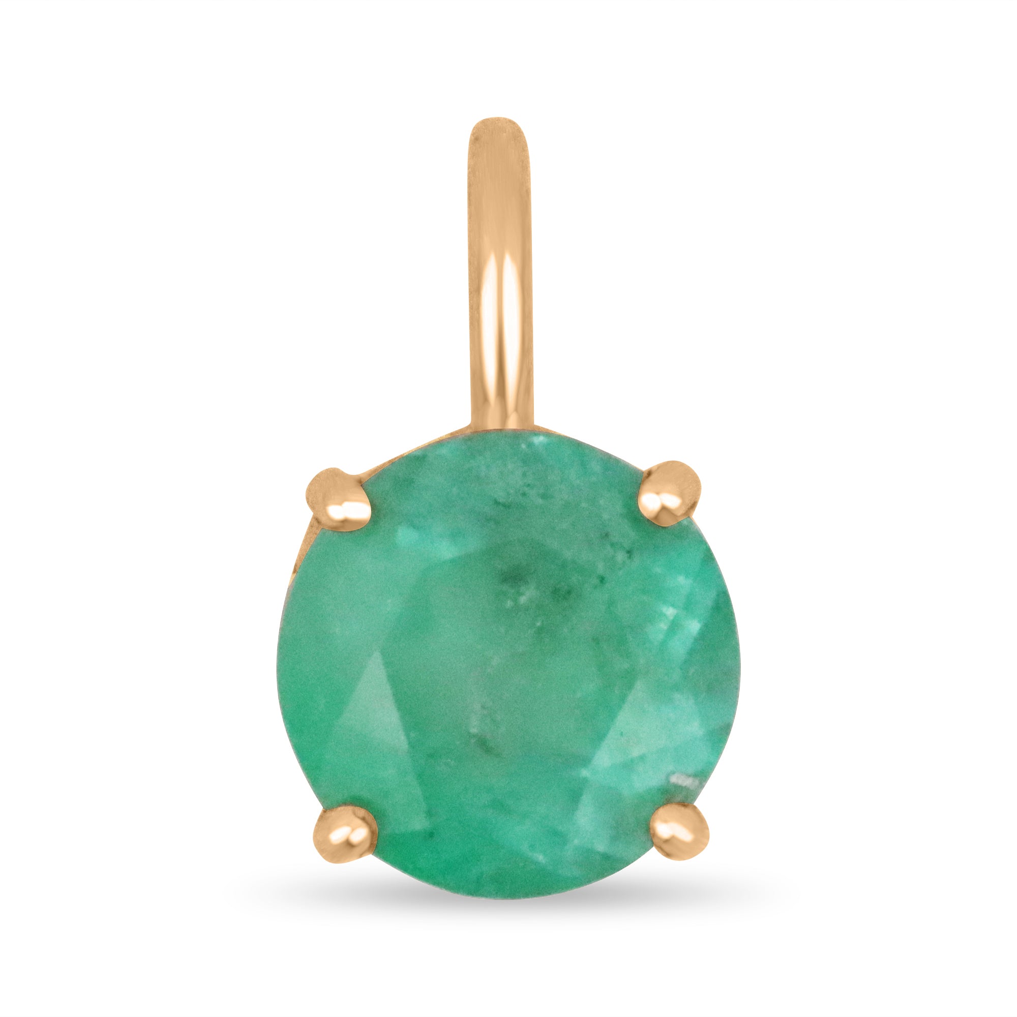 3.19-Carat Colombian Emerald Solitaire Round Cut Rose Gold Pendant - JR Colombian Emeralds