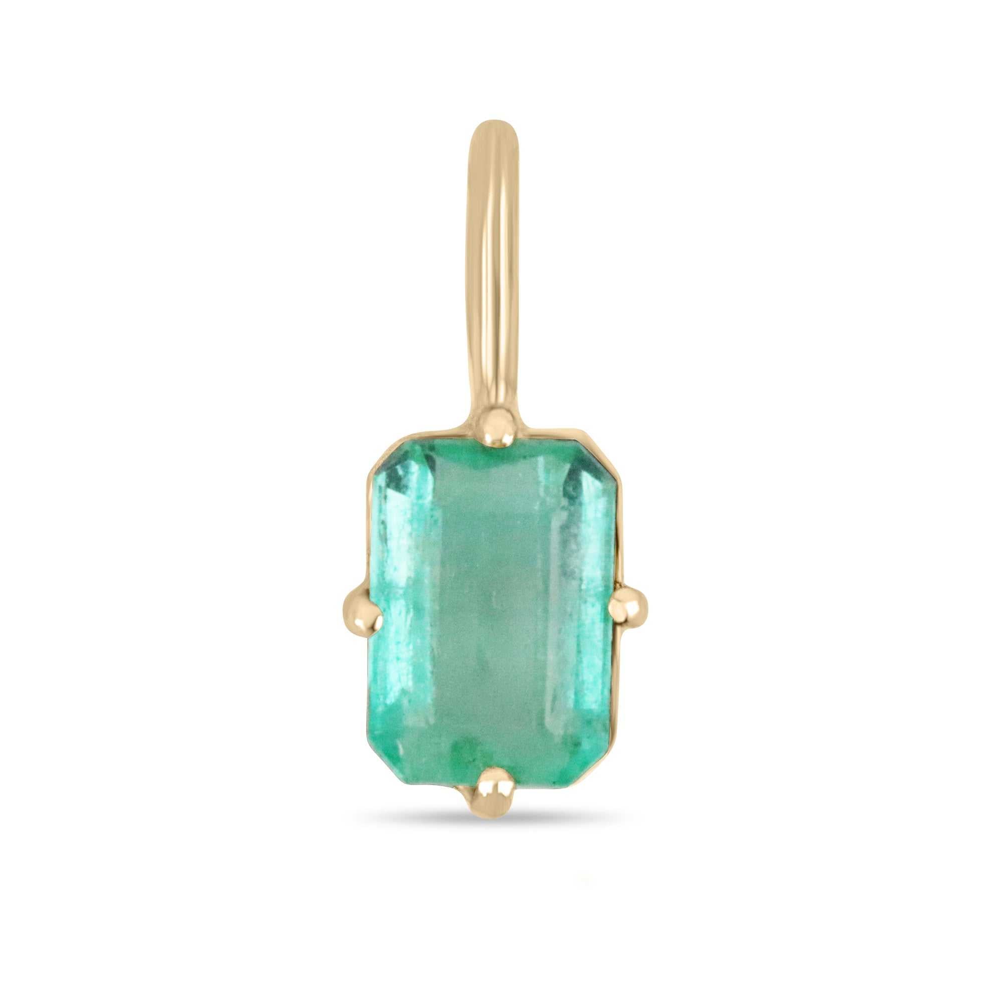 2.0 Carat Colombian Emerald Emerald Cut Solitaire Pendant