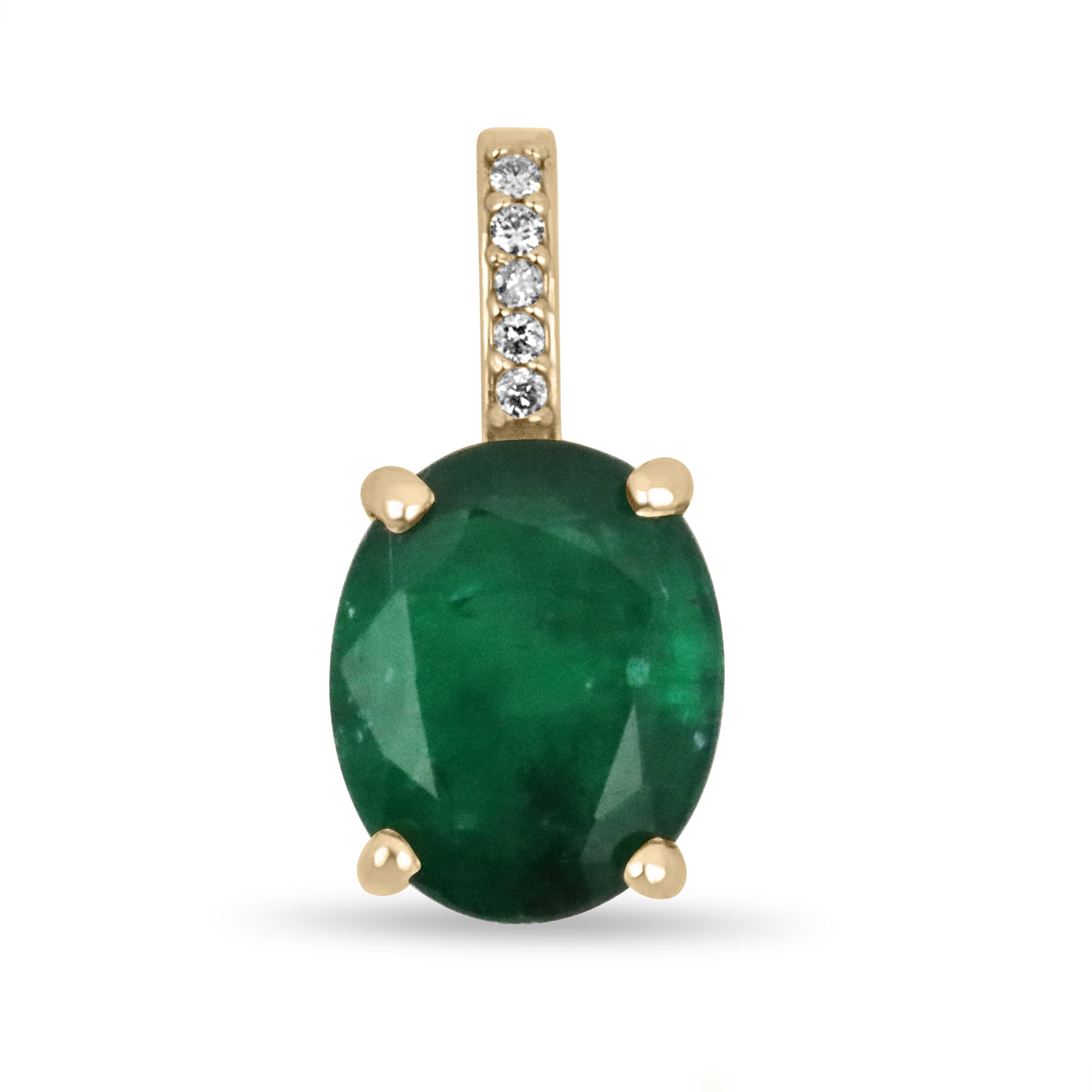 2.82tcw Deep Dark Green Natural Oval Cut Emerald & Diamond Pendant 18K - JR Colombian Emeralds