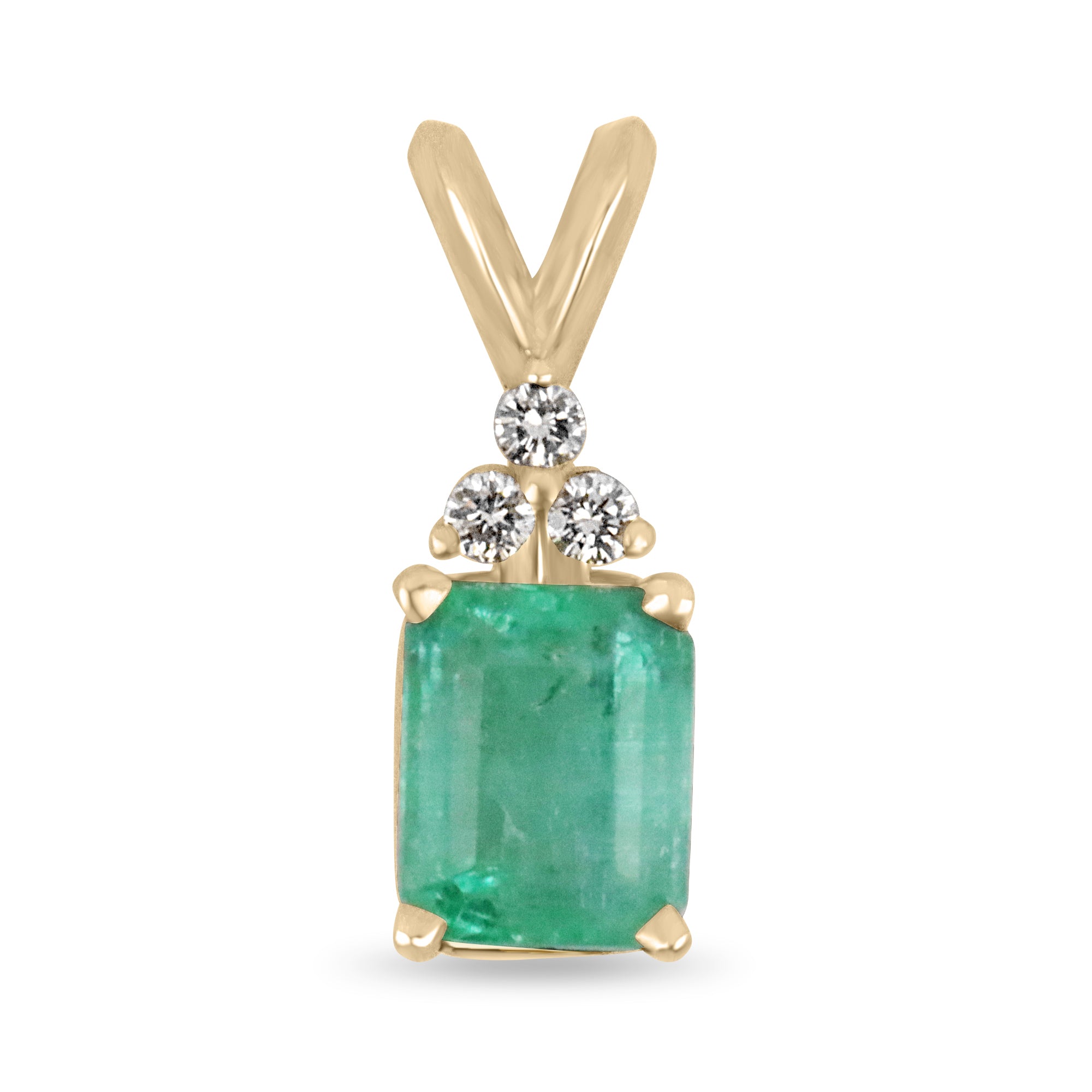 1.20tcw Emerald Cut Genuine Green Emerald & Diamond Accent Pendant - JR Colombian Emeralds