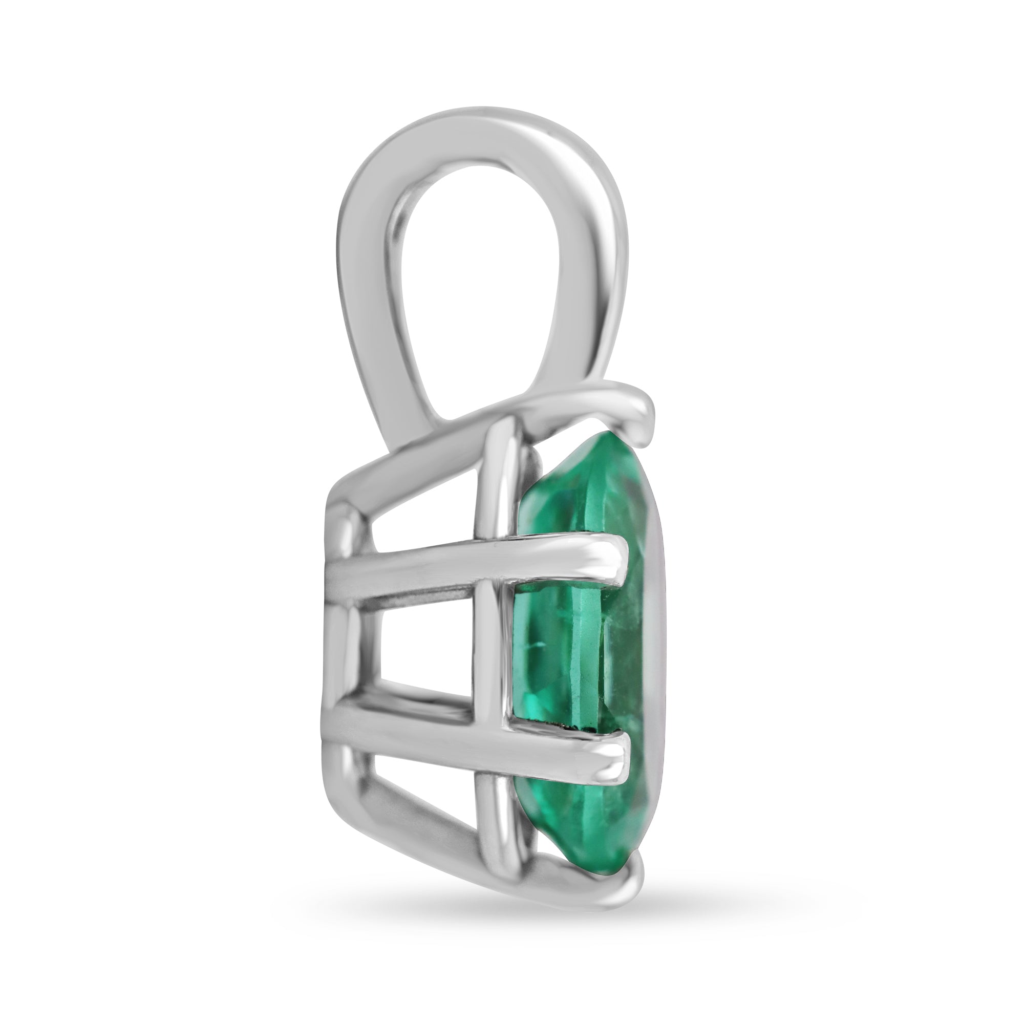 1.88 Carat Oval Cut Bright Green Colombian Emerald Six Prong Pendant 14K - JR Colombian Emeralds