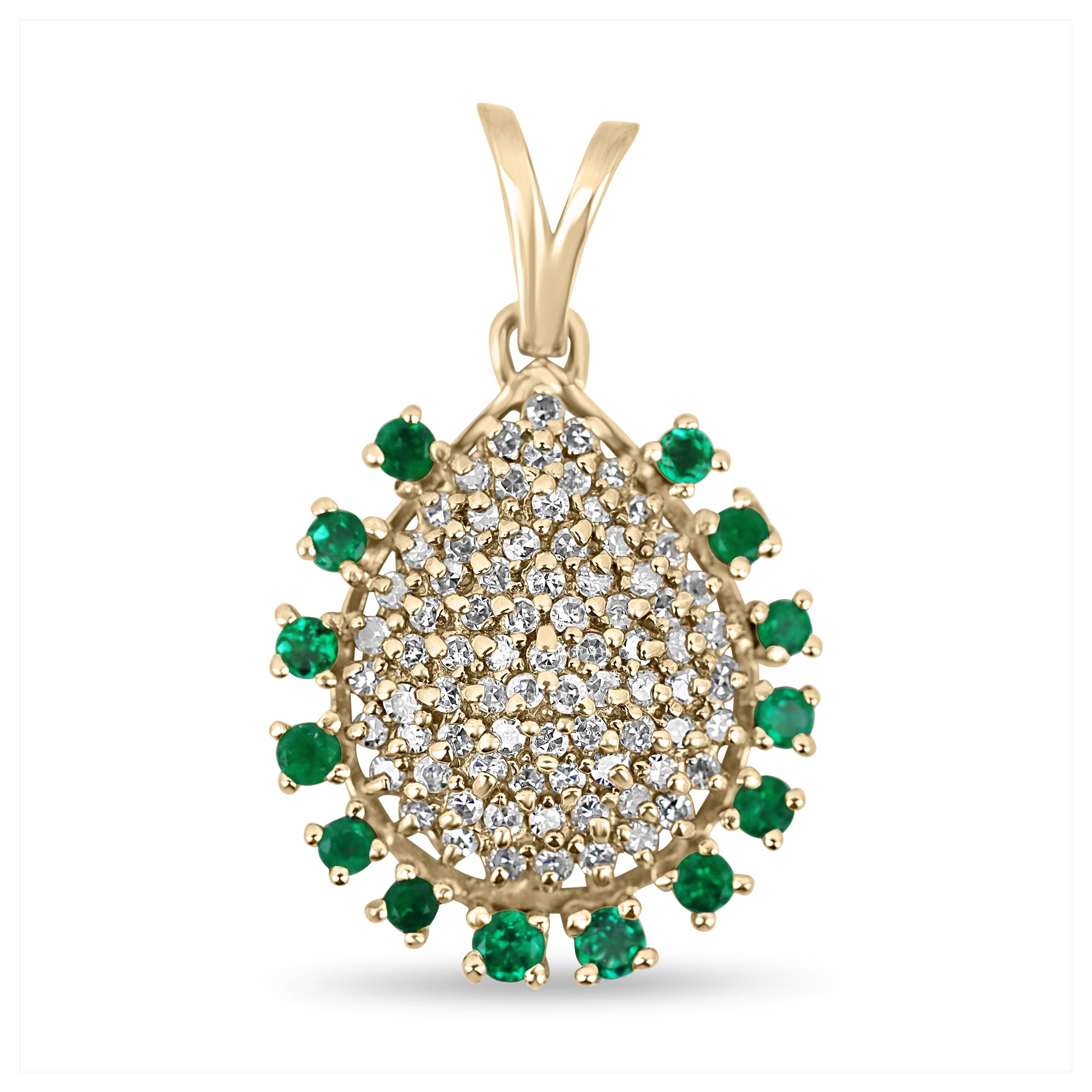 2.80tcw Colombian Emerald & Diamond Vintage Pendant Gold 14K - JR Colombian Emeralds