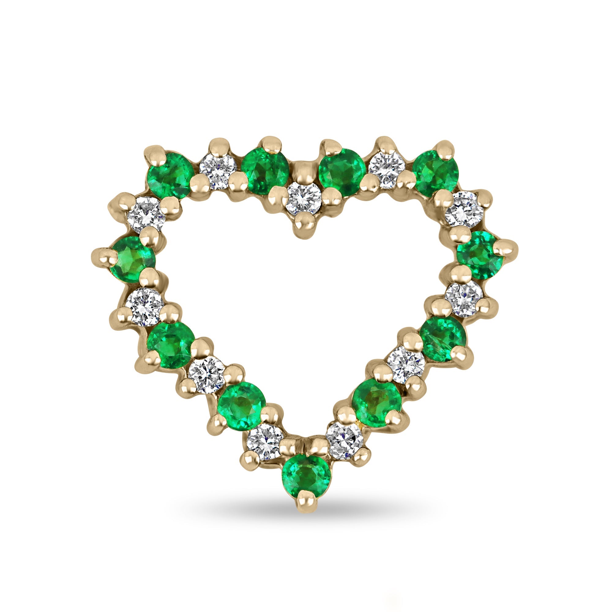 0.55tcw Emerald & Diamond Heart Necklace 18K - JR Colombian Emeralds