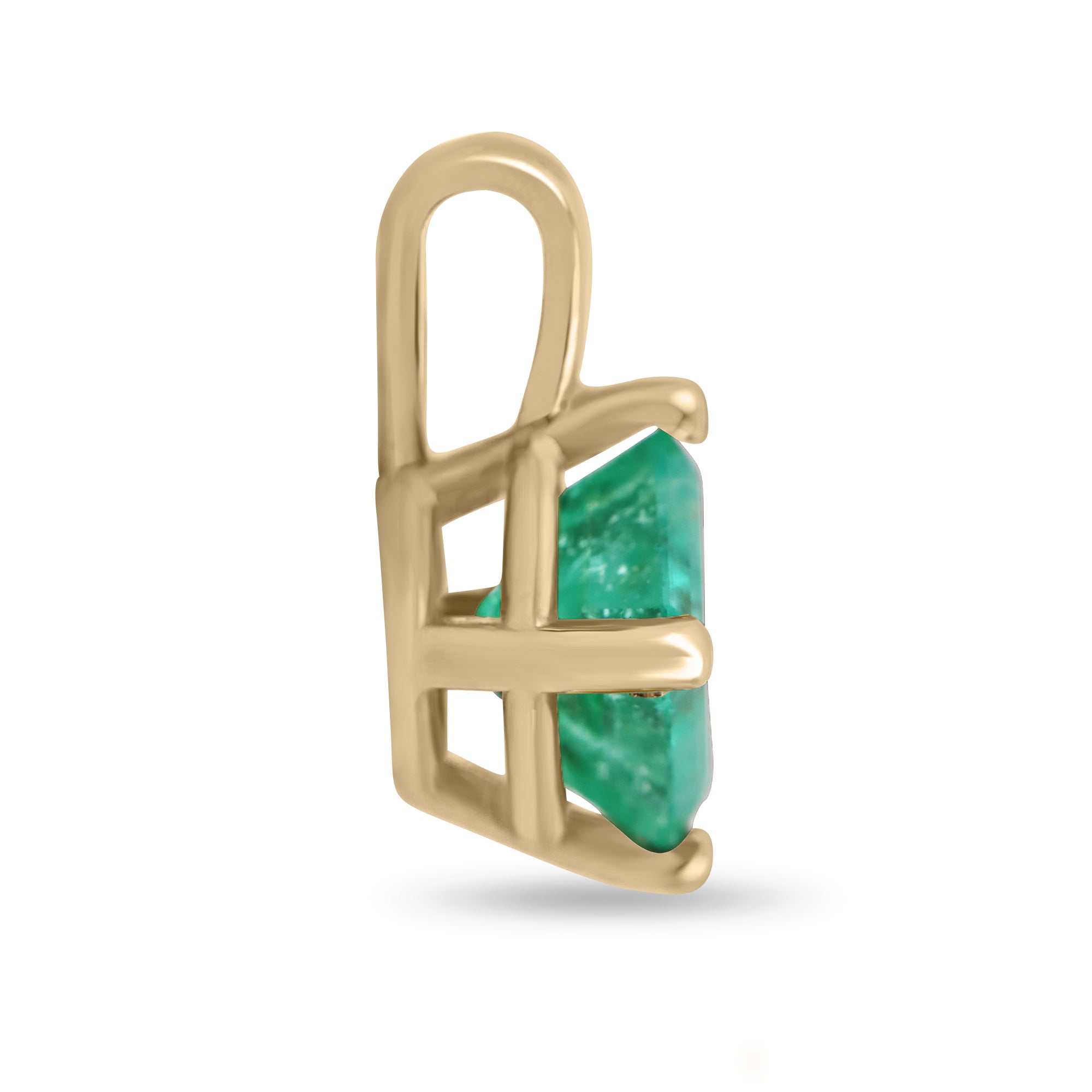 1.0 Carat Colombian Emerald Cut Solitaire Gold Pendant 14K