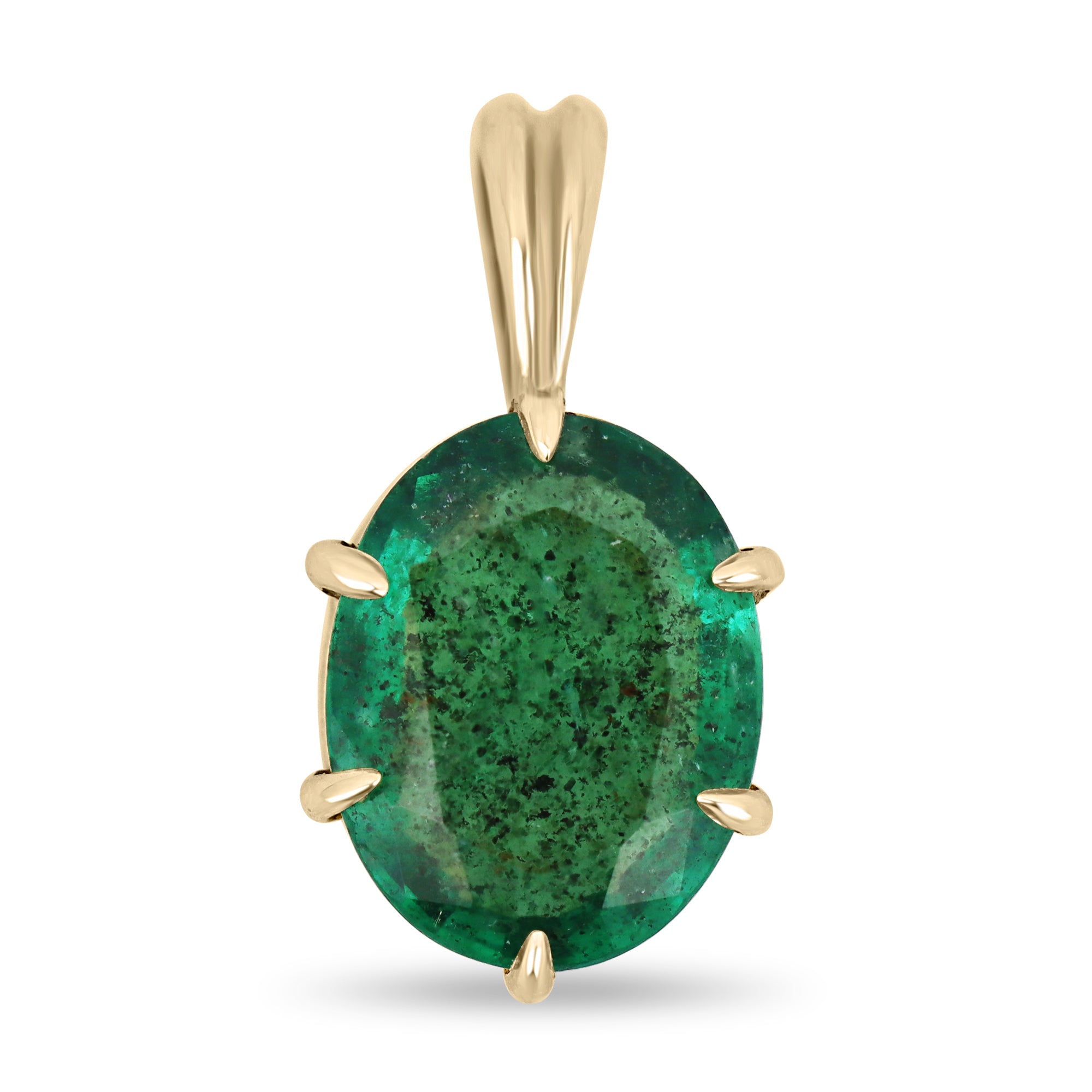 1.88-Carat Emerald Solitaire Oval Cut 6-Prong Pendant 14K - JR Colombian Emeralds