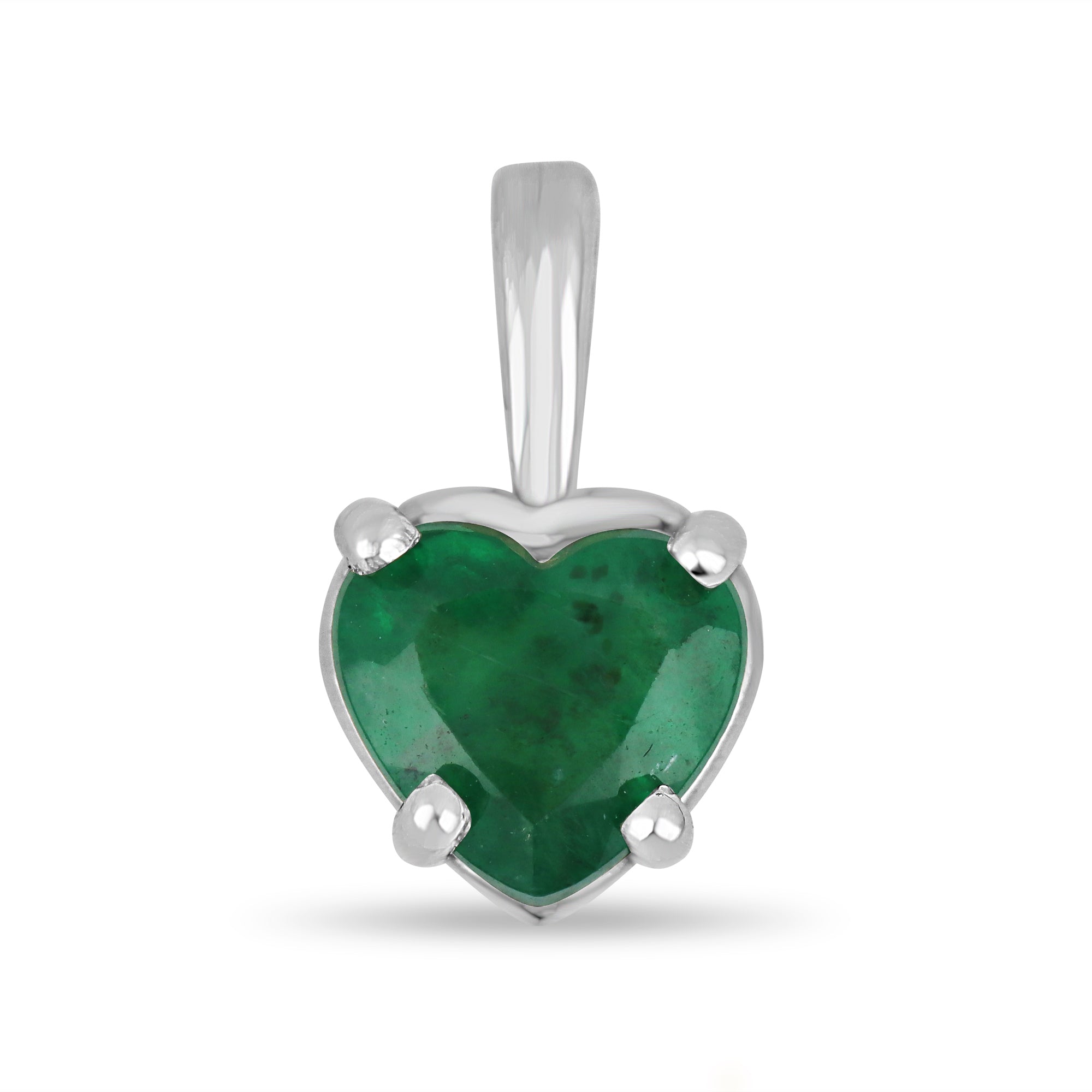 0.90 Carat Heart Cut Dark Green Colombian Emerald Pendant 14K - JR Colombian Emeralds