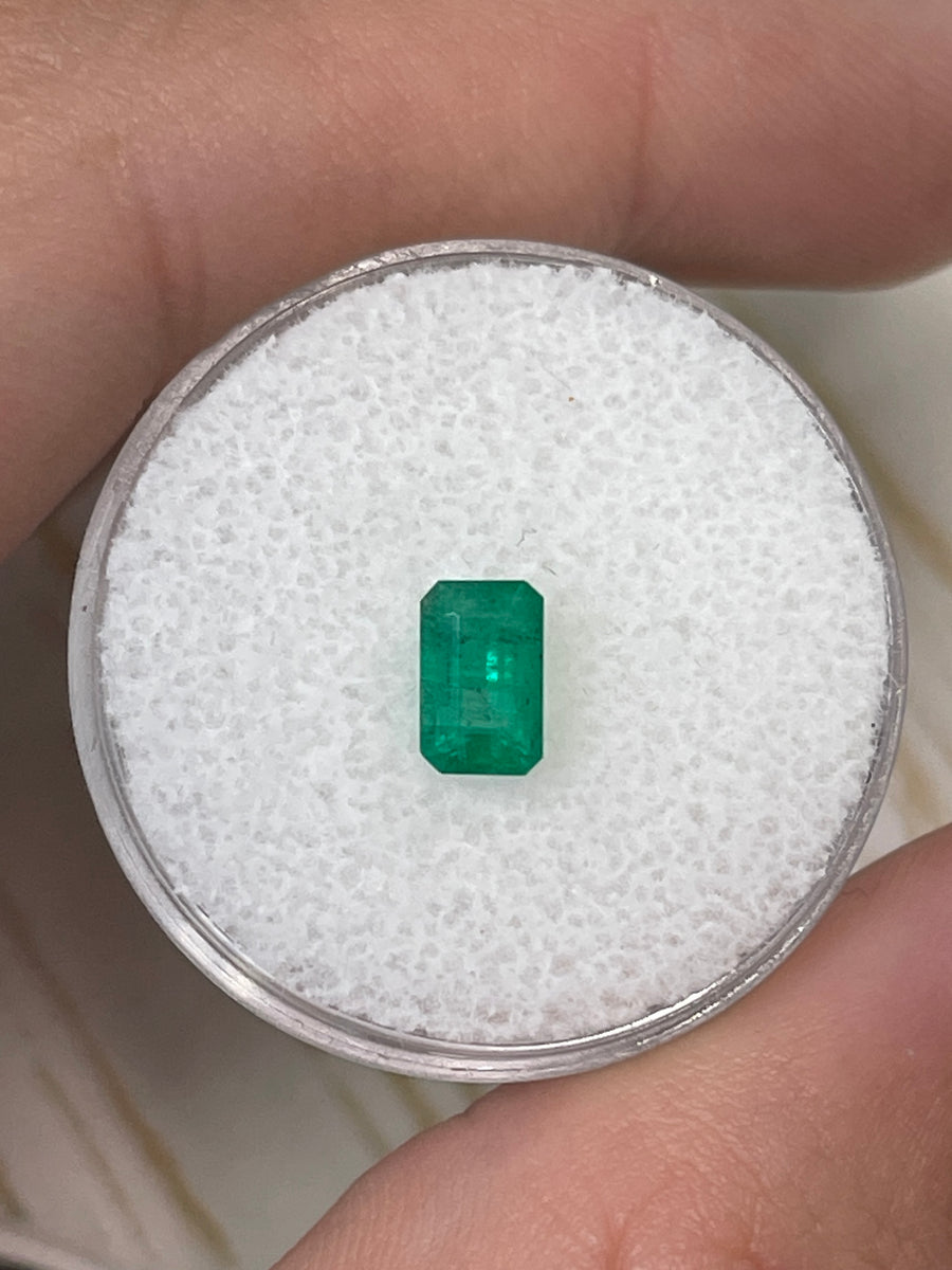Emerald-Cut 0.71 Carat Forest Green Gem, Dimensions 6.7x4.3
