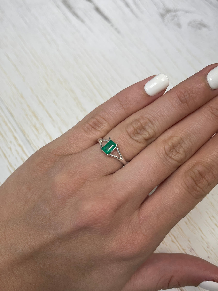 0.71 Carat 6.7x4.3 Forest Green Emerald-Emerald Cut
