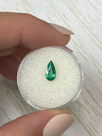 0.61 carat 9x5 Slender Green Natural Loose Brazilian Emerald-Pear Cut