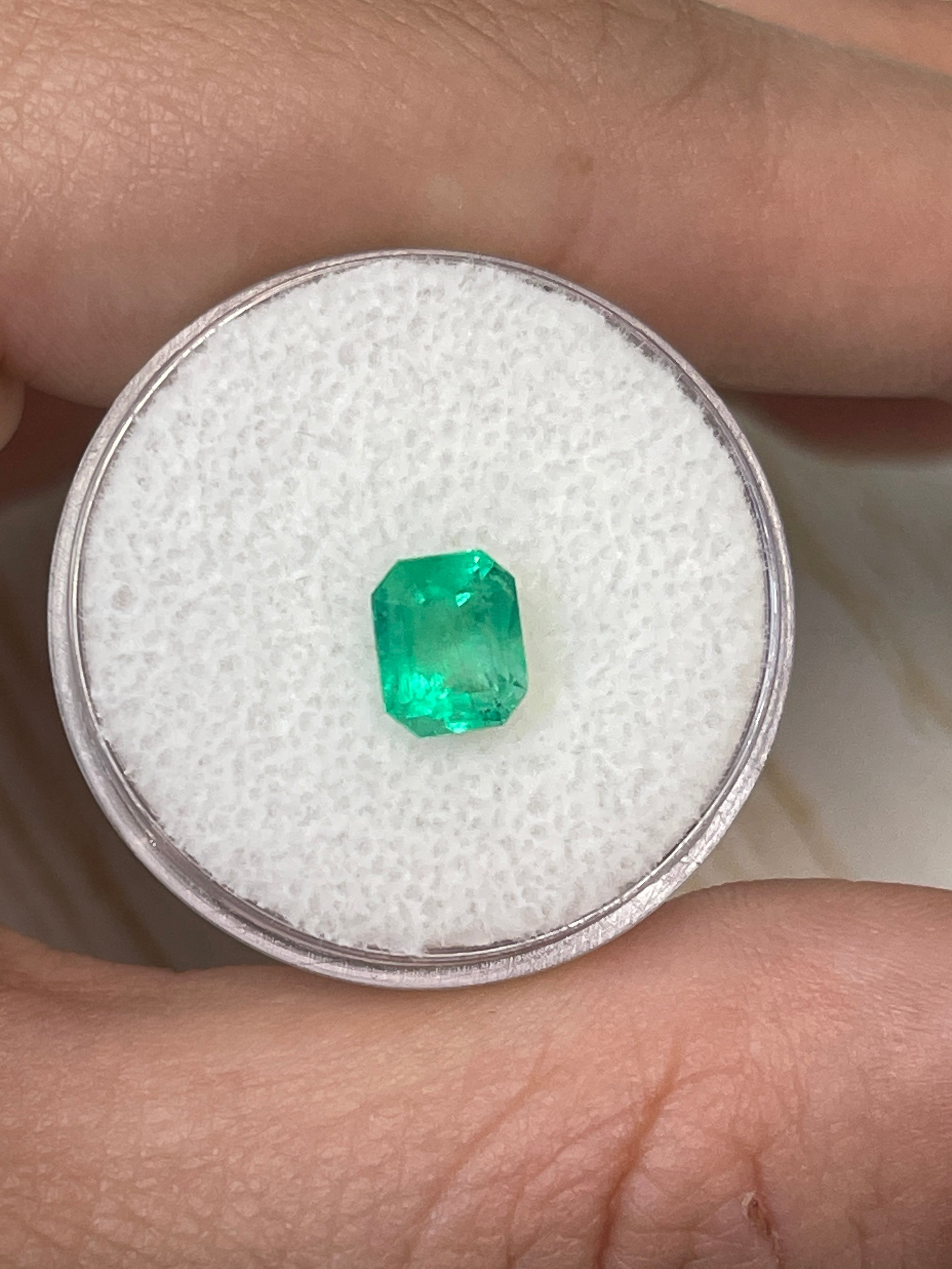 1.30 Carat Loose Colombian Emerald - Emerald Cut in Striking Neon Yellow-Green