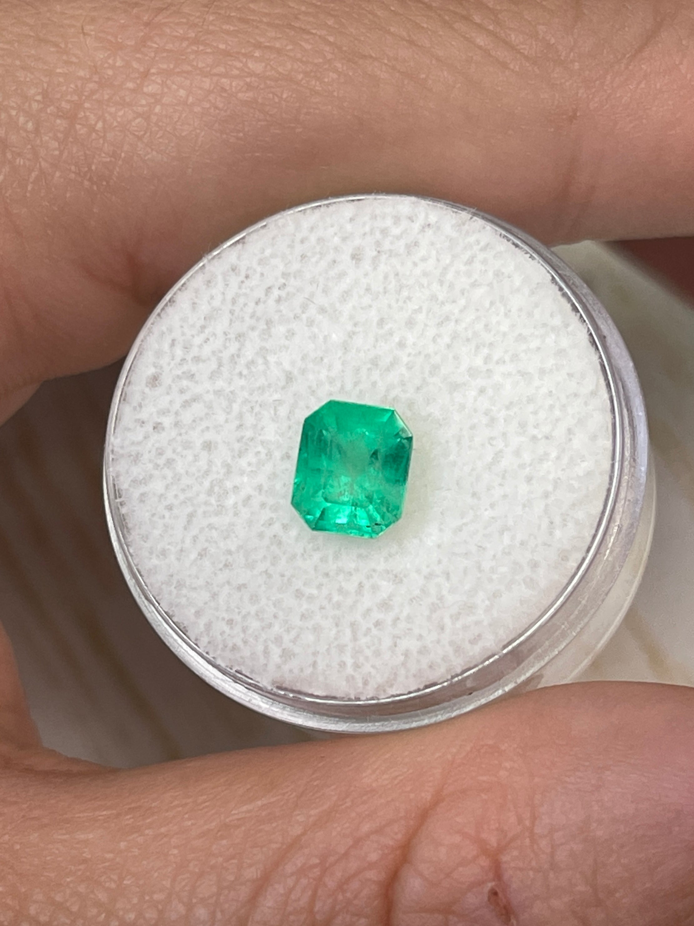 Neon Yellowish Green Colombian Emerald - Loose 1.30 Carat Gem, Emerald Cut