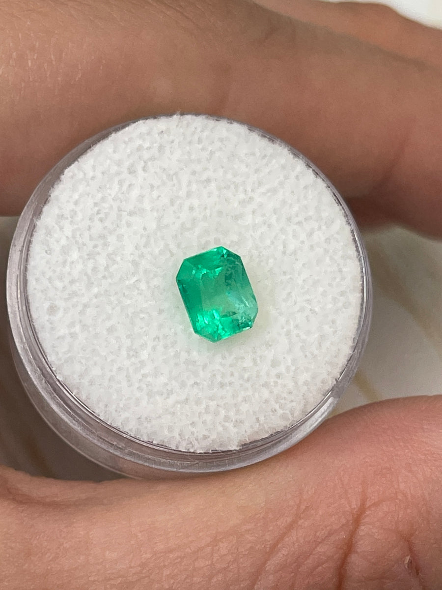 Colombian Emerald Gemstone - 1.30 Carat Neon Yellow-Green, Emerald Cut, Loose