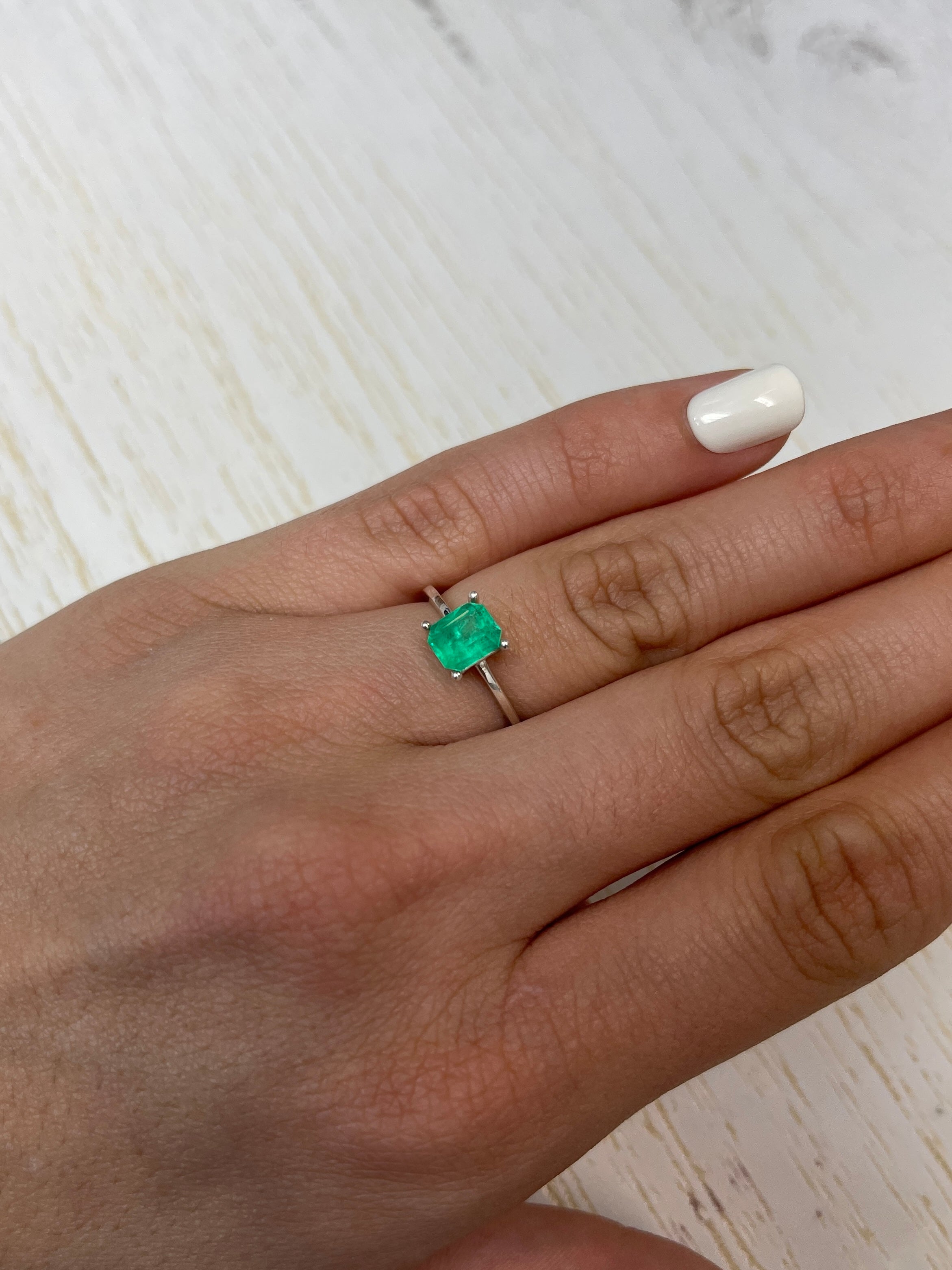 Loose Colombian Emerald - 1.30 Carat, Emerald Cut, Neon Yellow-Green Beauty