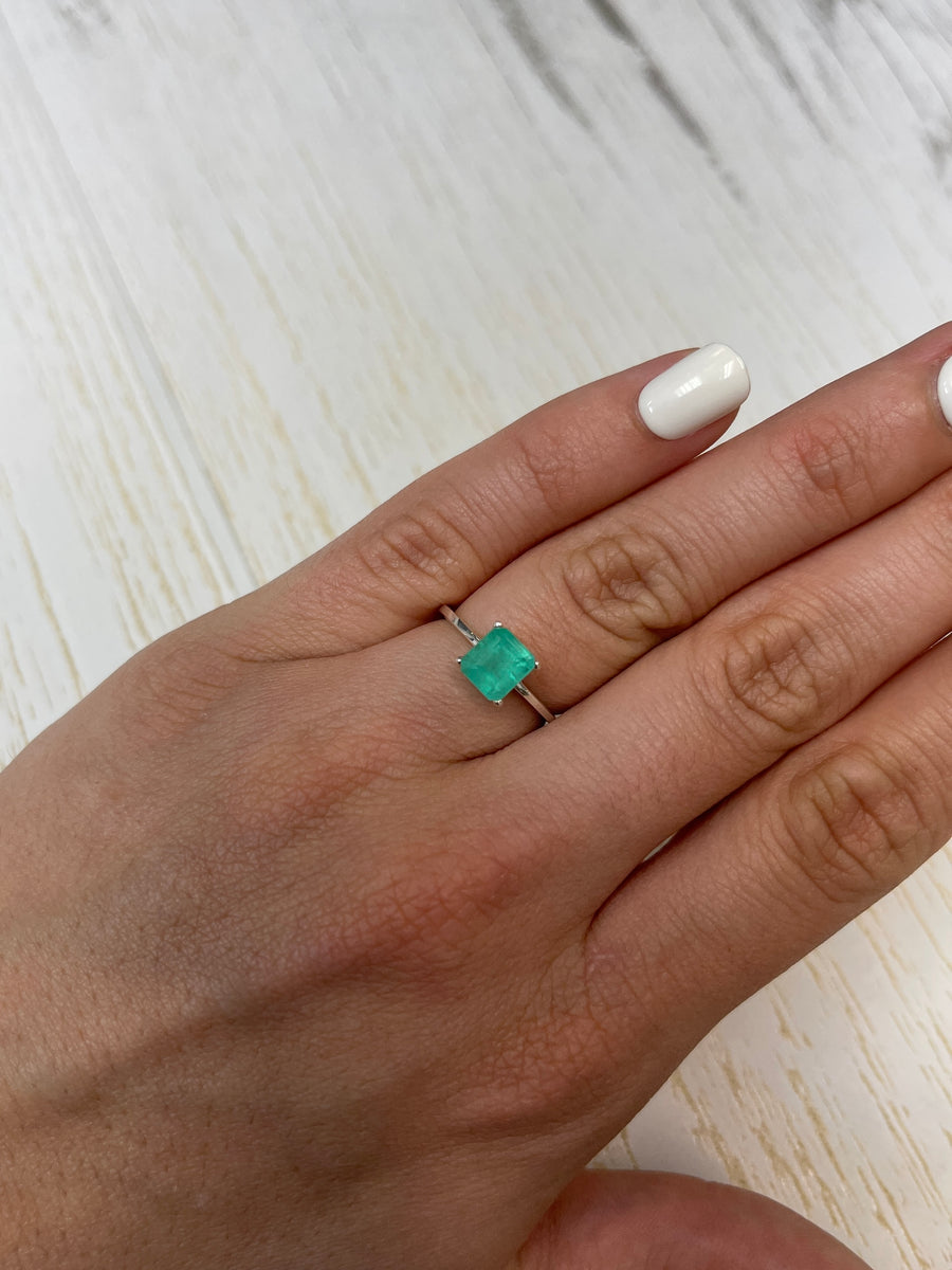 Asscher Cut Emerald - 1.58 Carat Natural Colombian Gem - Soft Green