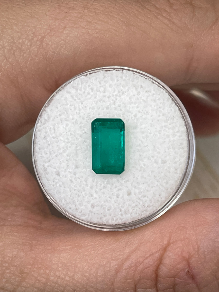 1.67 Carat Colombian Emerald in Emerald Cut - Vibrant Bluish Green