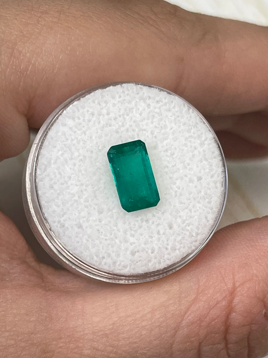 Stunning 1.67 Carat Loose Colombian Emerald - Emerald Shaped, Intense Blue-Green