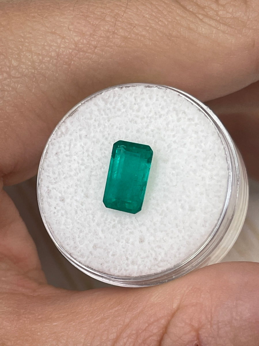 Emerald Cut Colombian Emerald - 1.67 Carat, Striking Bluish Green Hue