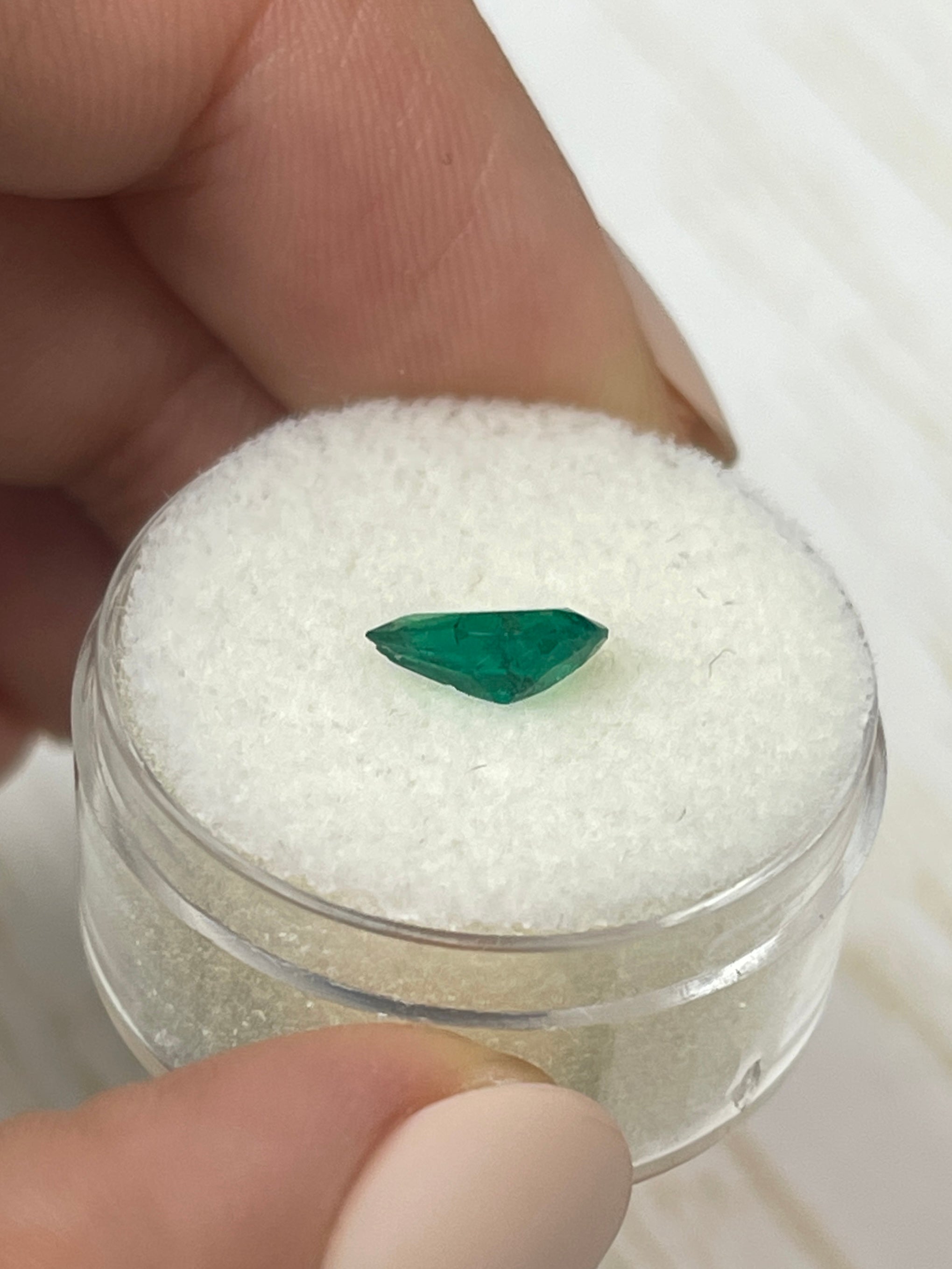 Deep Green Loose Colombian Emerald - Pear Cut, 0.78 Carats