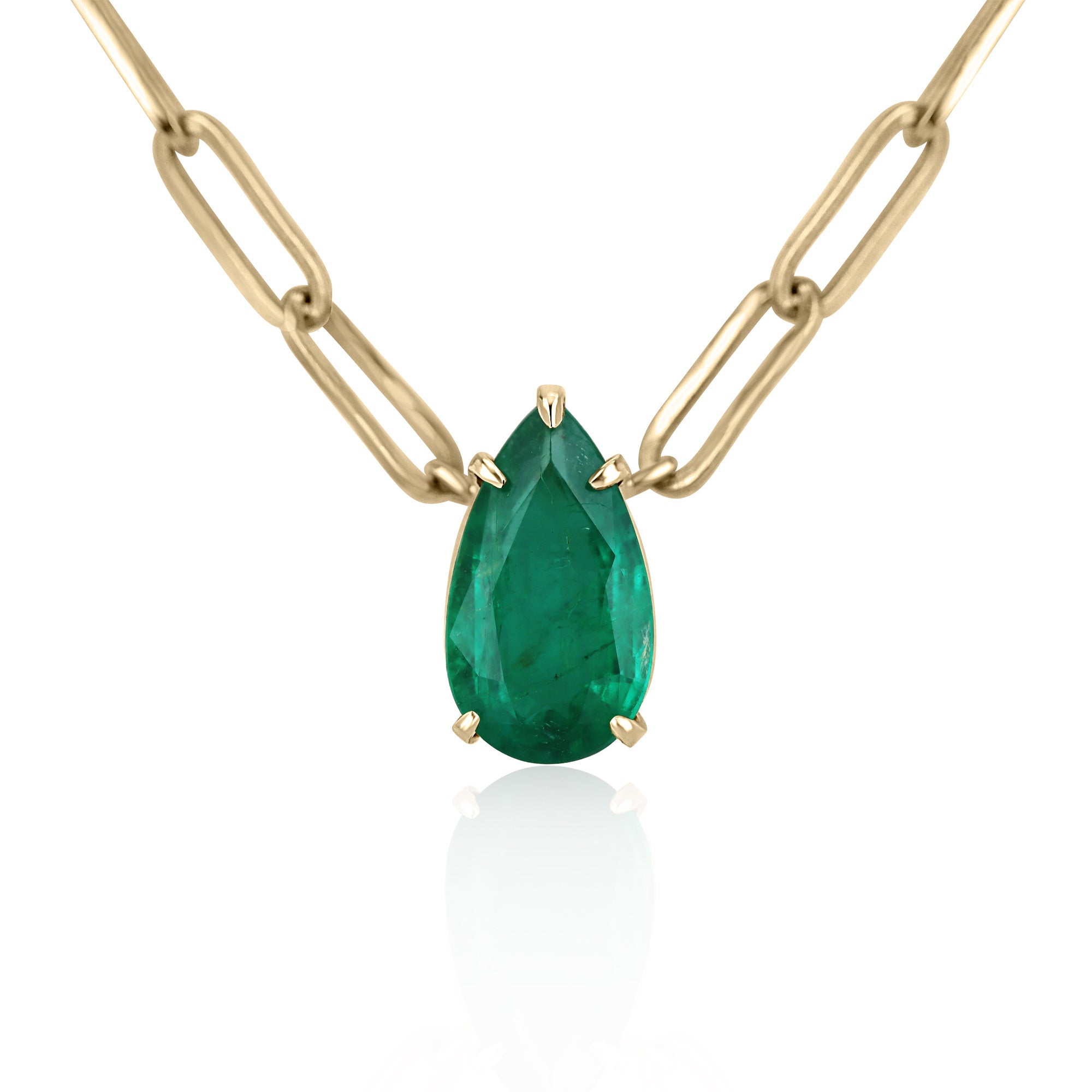 2.73cts 14K Fine Quality Emerald Solitaire Gold Necklace - JR Colombian Emeralds