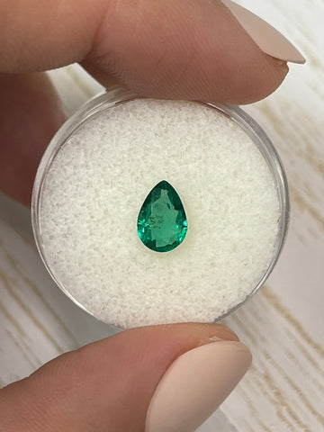 Pear Cut 0.81 Carat Zambian Emerald in Stunning Vivid Green