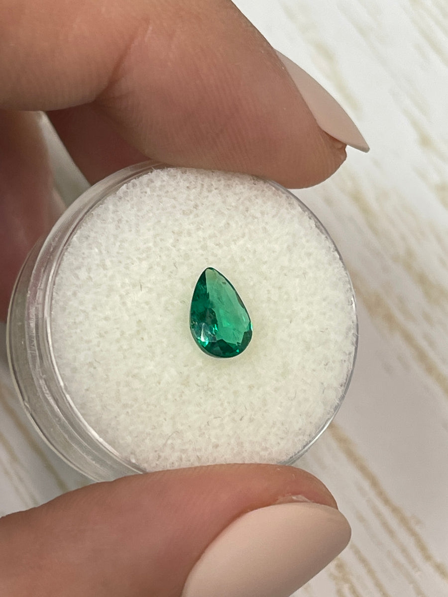 0.81 carat Vivid Green Natural Loose Zambian Emerald-Pear Cut