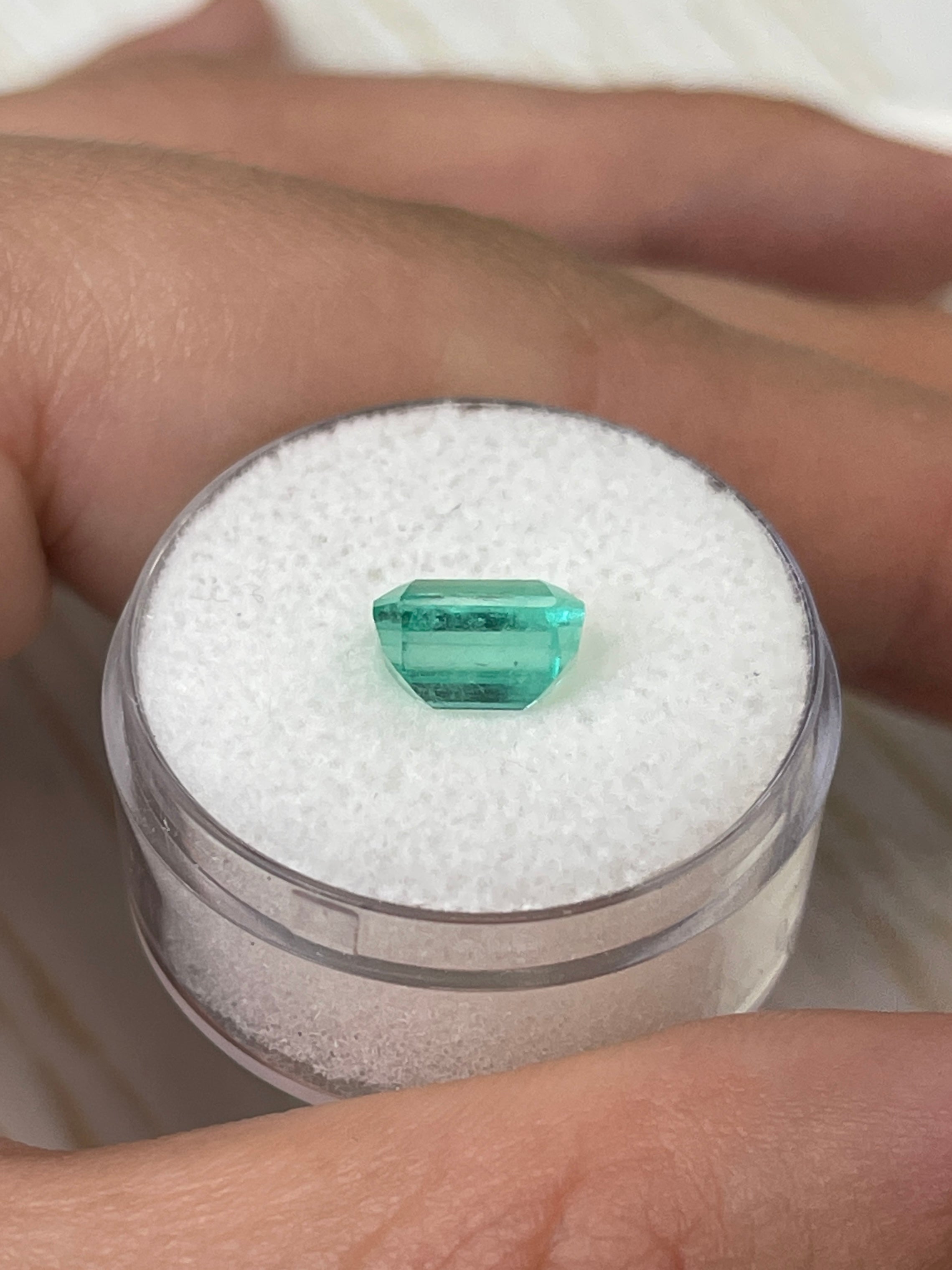 Light Green 1.99 Carat Colombian Emerald - Elegant Emerald Cut