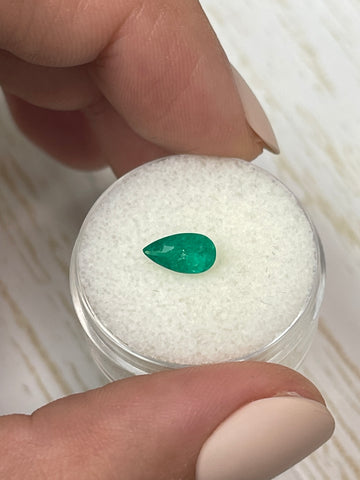 0.85 carat Medium Dark Green Natural Loose Colombian Emerald-Pear Cut