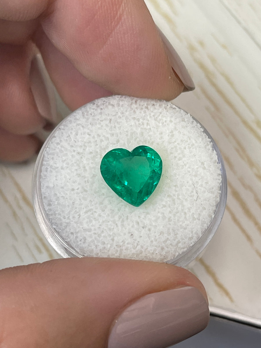 Heart-Shaped Colombian Emerald - 2.62 Carats - Captivating Bluish Green Gem