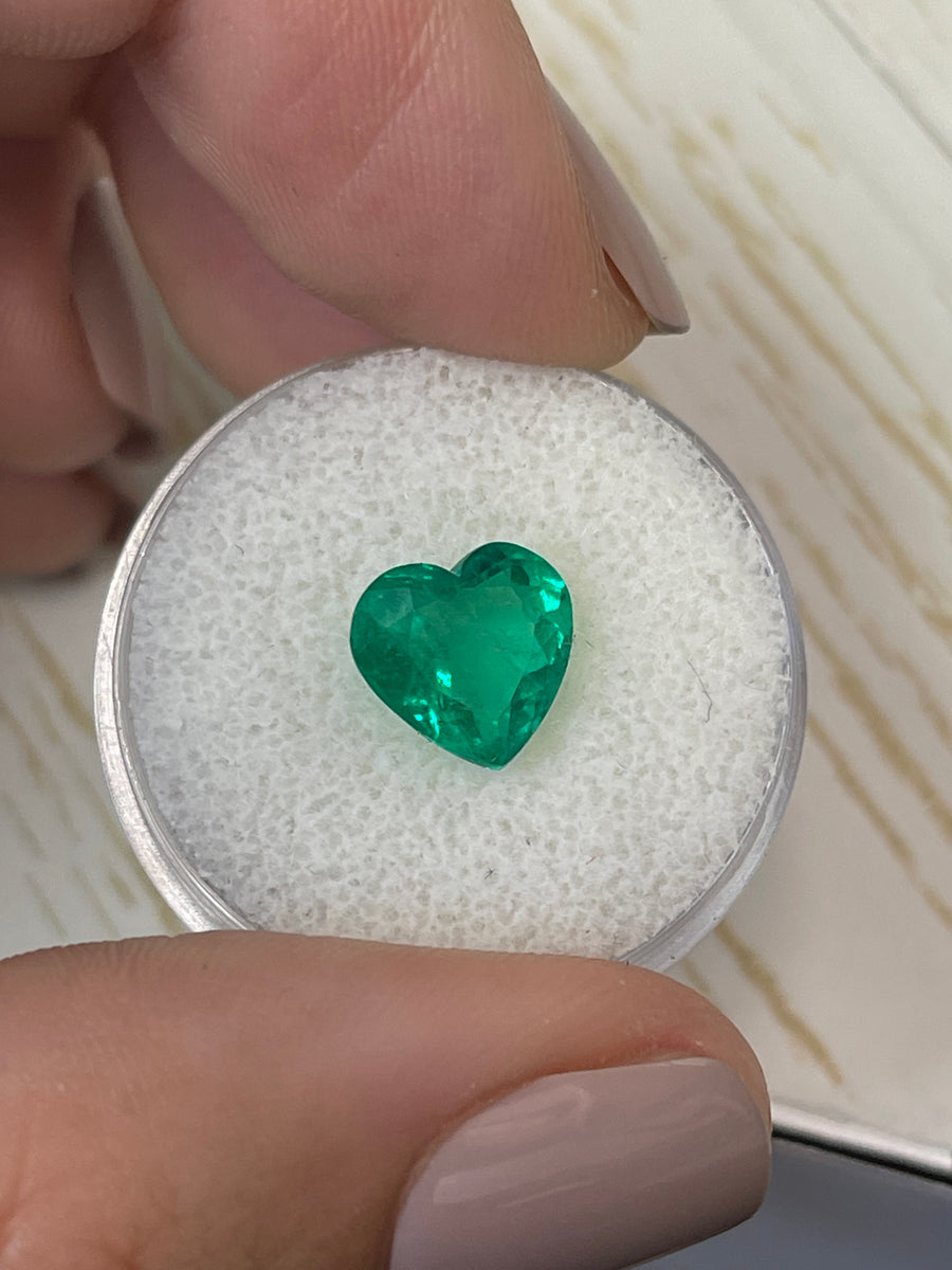 Exquisite Bluish Green Natural Emerald - 2.62 Carat Heart-Shaped Gemstone