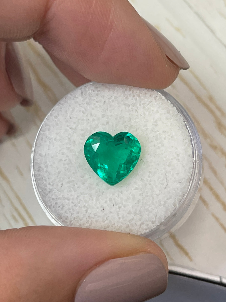 Heart-Cut 2.62 Carat Colombian Emerald - Stunning Bluish Green Beauty