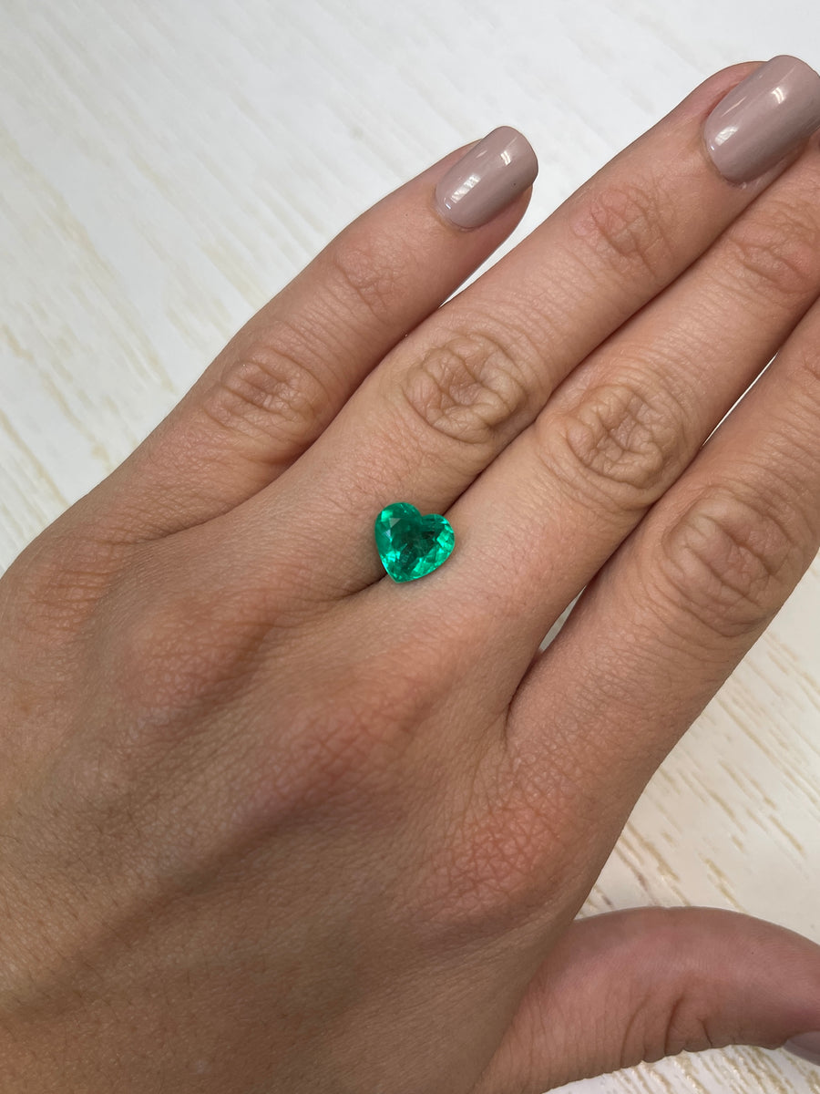 2.62 Carat Bluish Green Natural Loose Colombian Emerald-Heart Cut