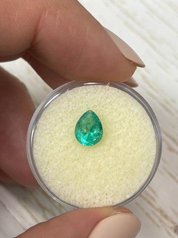 0.94 carat Spring Green Natural Loose Colombian Emerald-Pear Cut