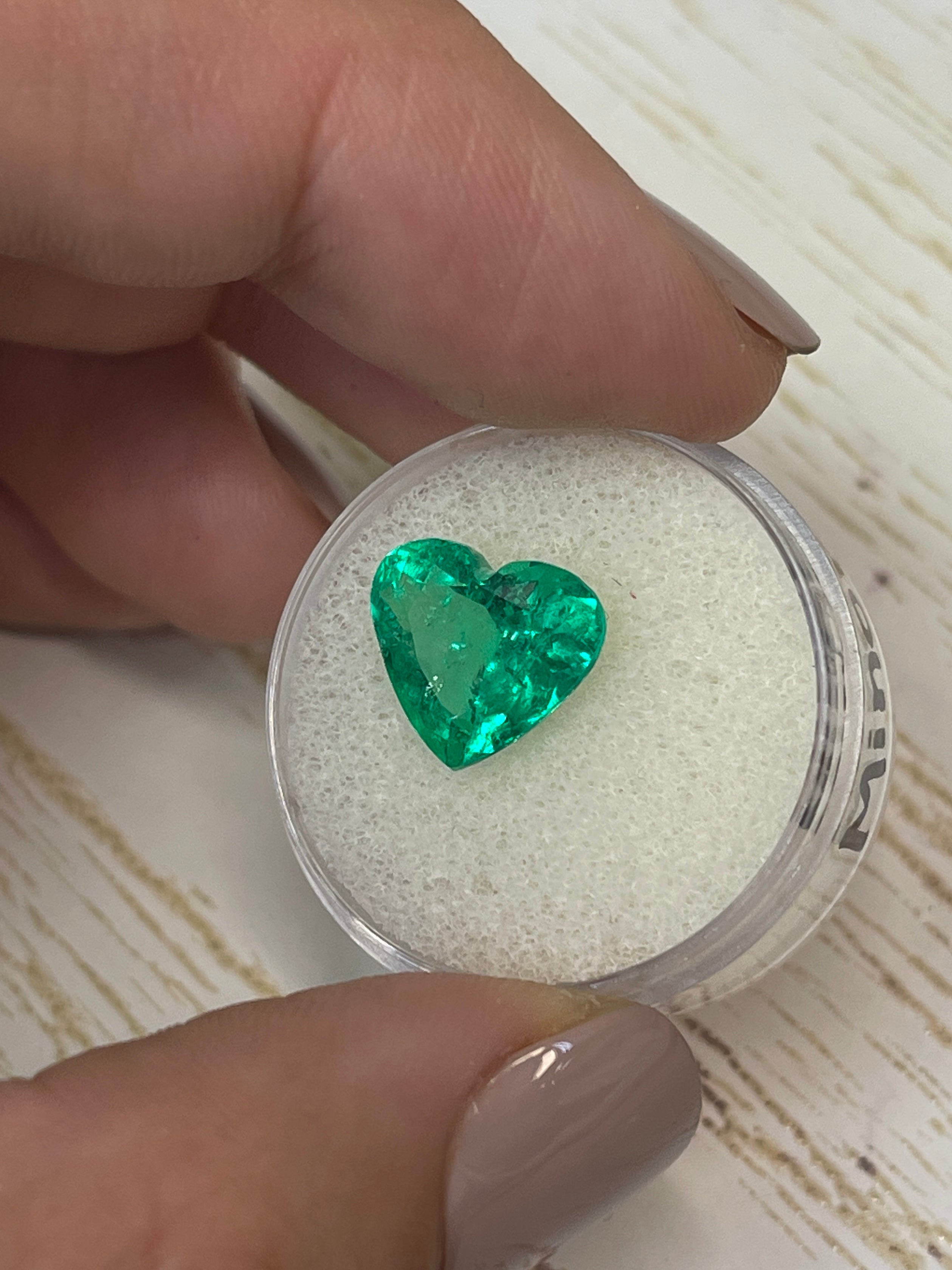 Natural Loose Colombian Emerald - Heart-Shaped, 4.12 Carats, Minor Oil Inclusion