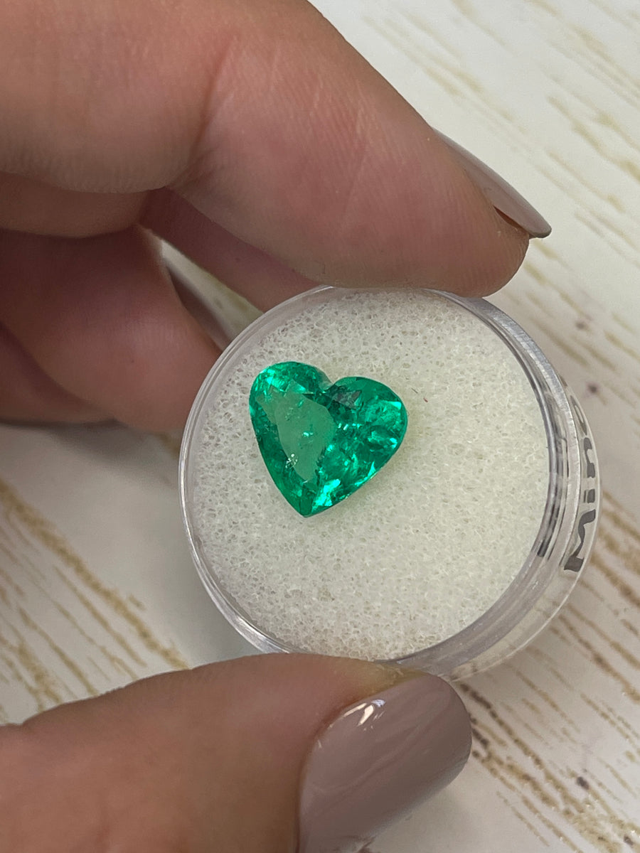 Natural Loose Colombian Emerald - Heart-Shaped, 4.12 Carats, Minor Oil Inclusion