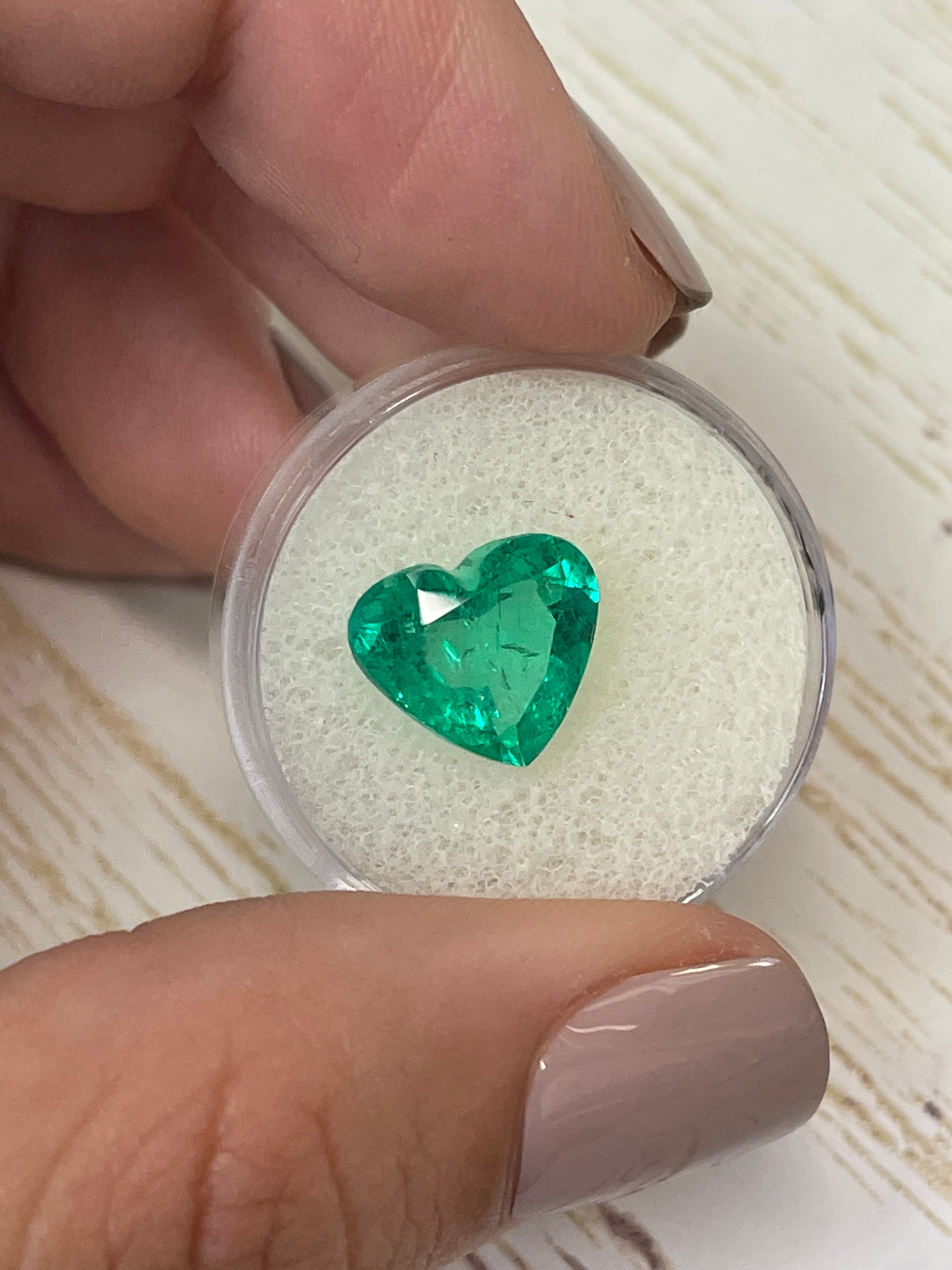 4.12 Carat Heart-Shaped Colombian Emerald - Natural and Enhanced with Minor Oil